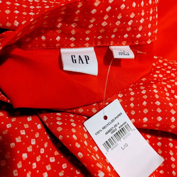 GAP Red and White A-Line Midi Skirt with Ruffled High-Low Hem - Picture 6 of 8